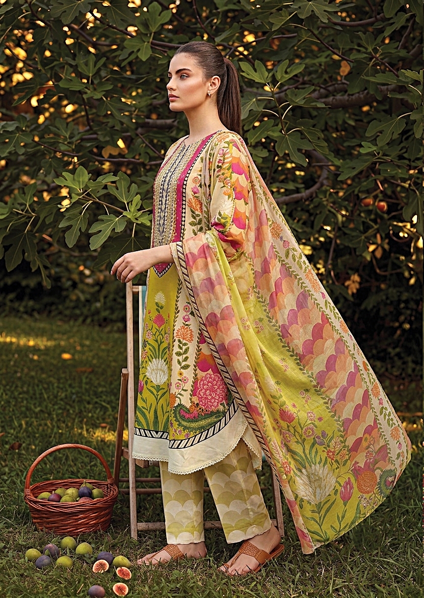Gul-e-Rukh Gota-Work Gol Daman Kaftan Suit